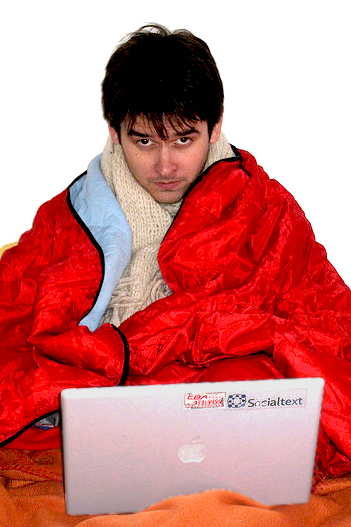 all wrapped up with the warmth of a laptop to keep you company when you're ill