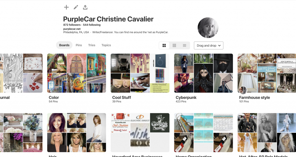 screenshot of my pinterest homepage